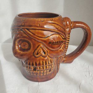 Pirate Stein Roat'an Honduras Skeleton Skull Mug Cup Tiki  Gift Corp